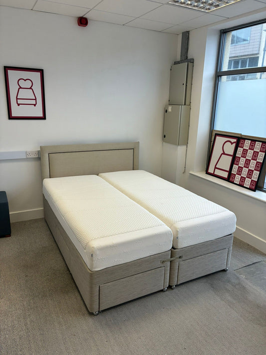 5ft Divan Style Electric Adjustable Bed(Dual Control)(Cream)